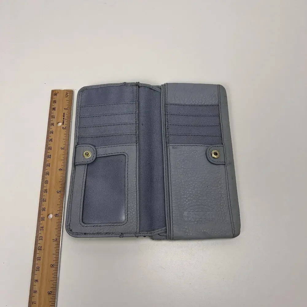 FOSSIL Small Light Blue Soft Leather Wallet 4.5 x 7.5
